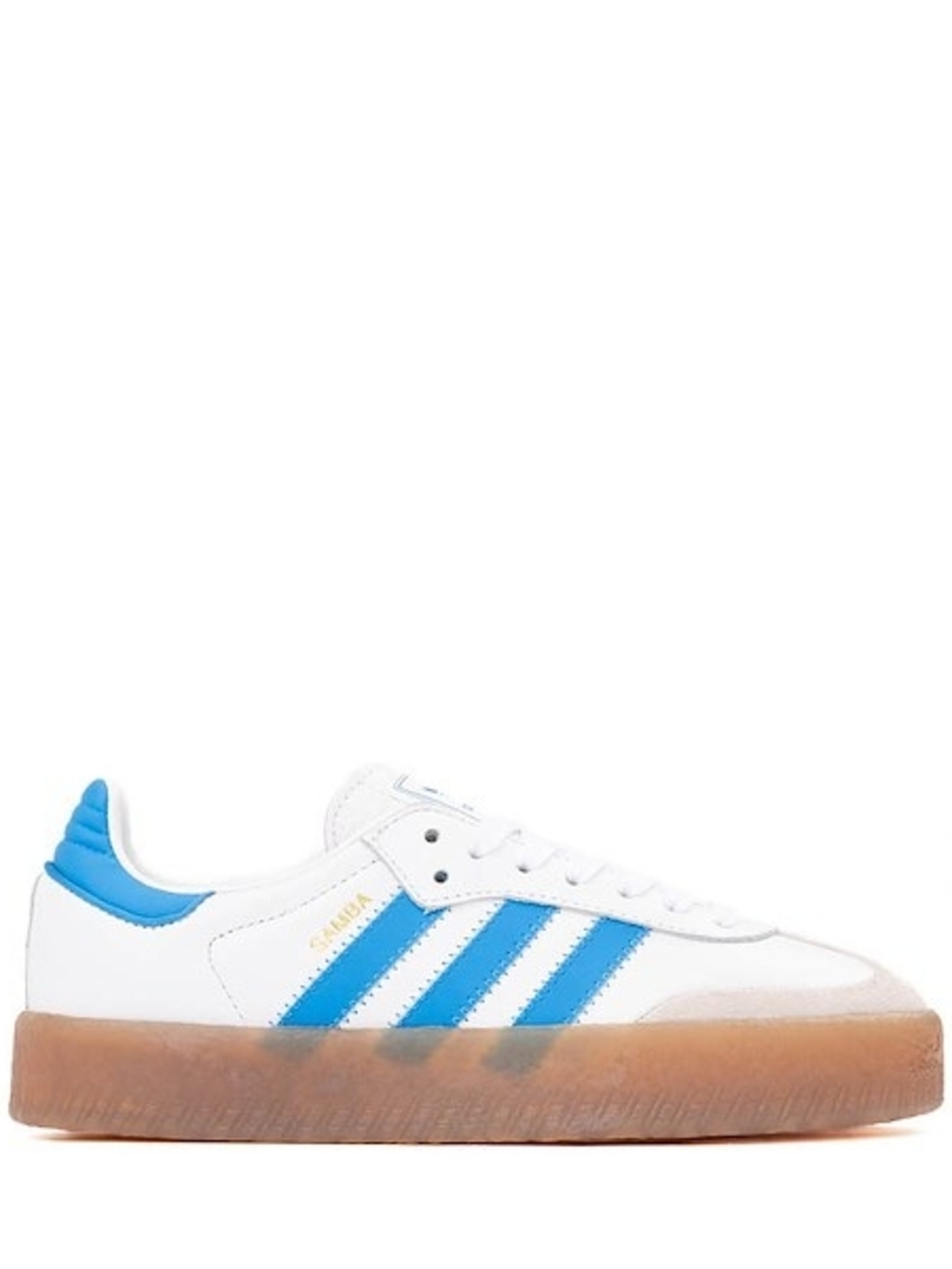 Adidas Sambae Athletic Shoe - Big Kid - White / Bright Blue / Gold Size 5